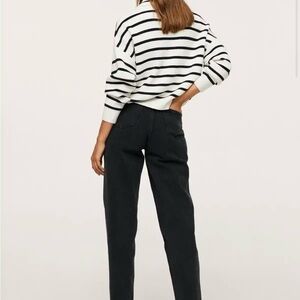 Mango High Rise Tapered Jeans in Black Size 8